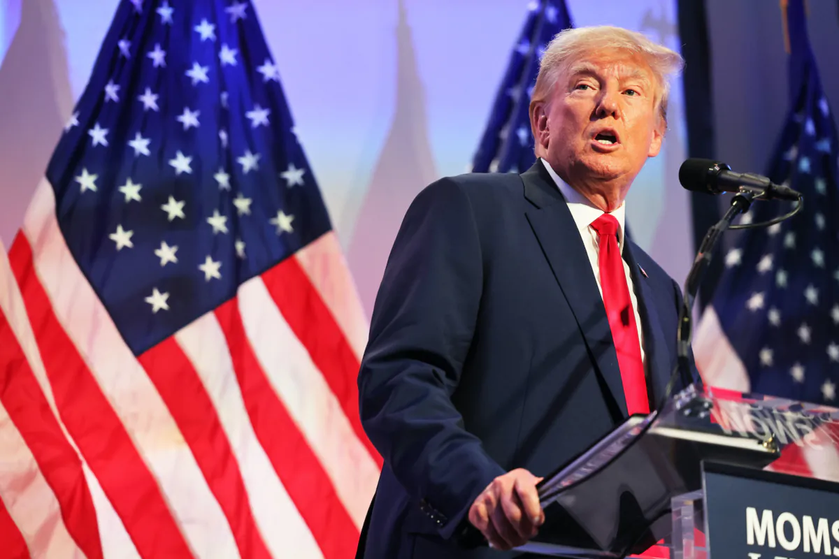 Republican presidential candidate former U.S. President Donald Trump speaks during the Moms for Liberty Joyful Warriors national summit at the Philadelphia Marriott Downtown in Philadelphia, Pa., on June 30, 2023. (Michael M. Santiago/Getty Images)