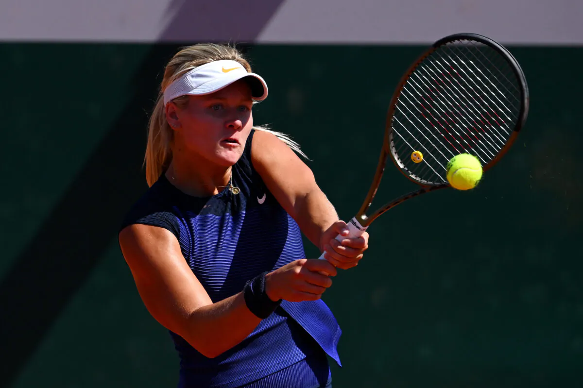 Peyton Stearns of United States plays a backhand against Jelena Ostapenko of Latvia during her Women's Second Round Match on Day Four of the 2023 French Open at Roland Garros in Paris on May 31, 2023. (Clive Mason/Getty Images)
