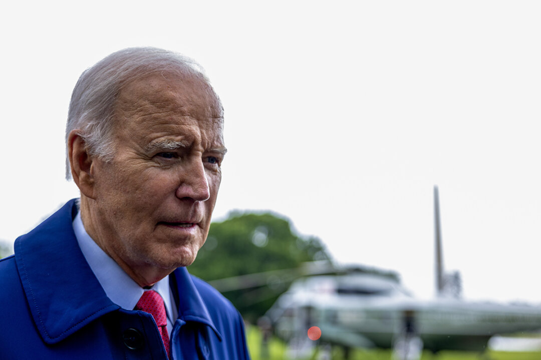 President Joe Biden speaks to the media before he and first lady Jill Biden depart the White House in Washington on May 29, 2023 . (Tasos Katopodis/Getty Images)