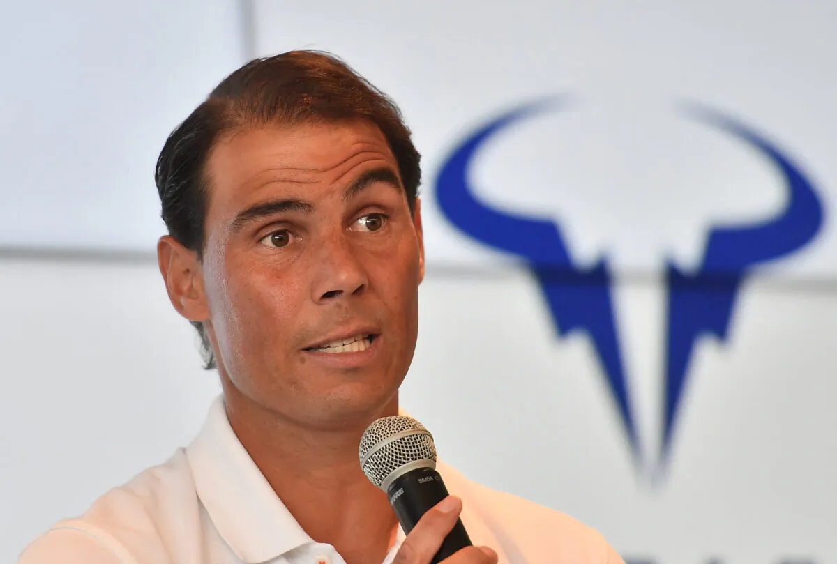 Spain's Rafael Nadal speaks at a press conference at the Rafa Nadal Academy in Mallorca, Spain, on May 18, 2023. (Miquel Borras/Reuters)
