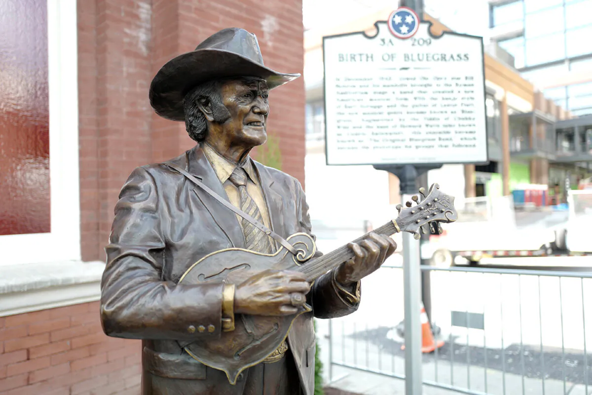 The "Father of Bluegrass" Bill Monroe statue outside the legendary Ryman Auditorium in Nashville, Tennessee. (Jason Kempin/Getty Images)