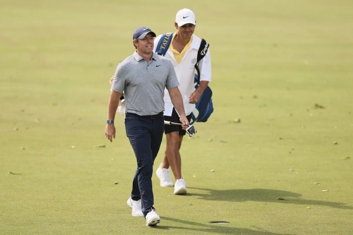 Rory McIlroy of Northern Ireland walks the 18th fairway during the third round of the Memorial Tournament presented by Workday at Muirfield Village Golf Club in Dublin, Ohio, on June 03, 2023. (Andy Lyons/Getty Images)