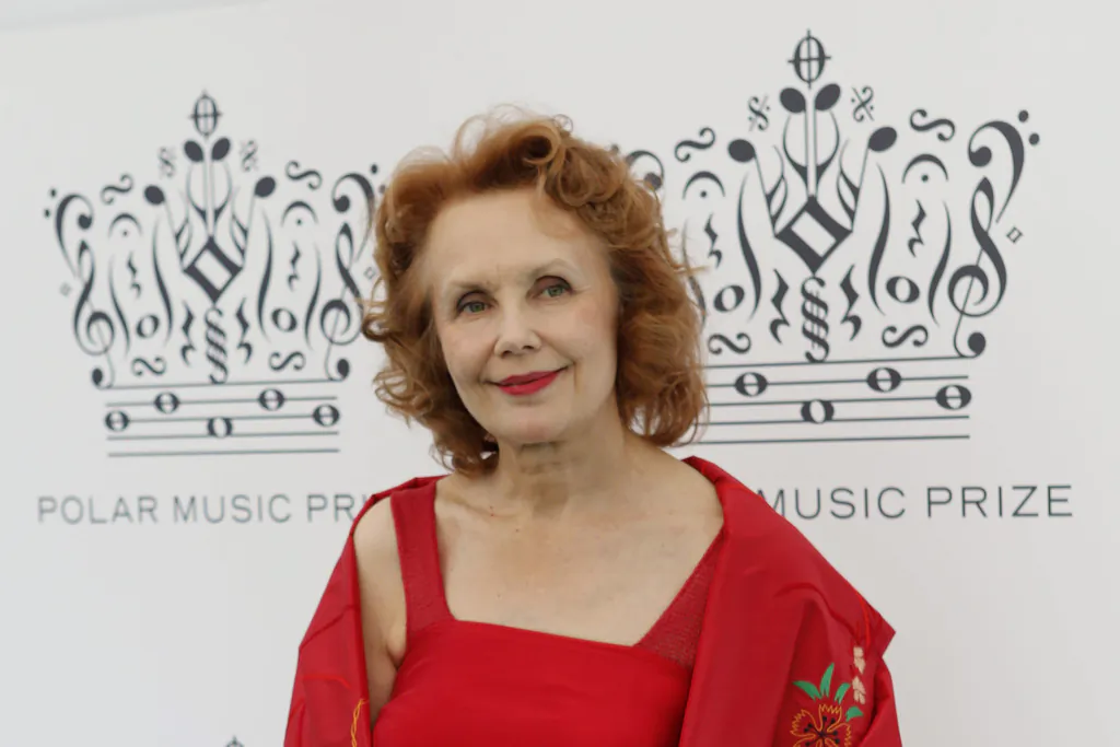 Composer Kaija Saariaho of Finland arrives for the Polar Music Prize ceremony, where she was named Polar Music Prize laureate Composer for 2013, in Stockholm on Aug. 27, 2013. (Christine Olsson/TT News Agency via AP)