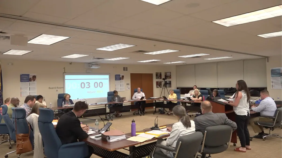 Parents addressed the West Chester Area School Board   about bullying concerns, on May 24, 2023. (screenshot / The Epoch Times)