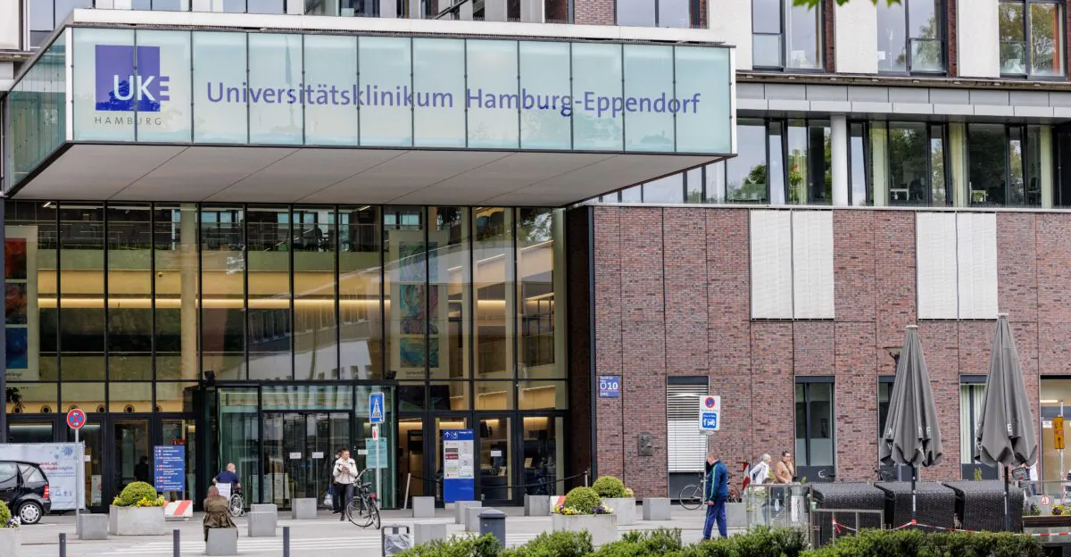 The University Medical Center Hamburg-Eppendorf—seen here on May 30, 2022—carries out transgender procedures, such as “labiaplasty” and breast augmentation. Data collected from 104 transgender patients there informed two studies that found that transgender surgeries do not improve mental health and make people feel lonelier than those who avoided surgical intervention altogether. (Axel Heimken/DPA/Getty Images)