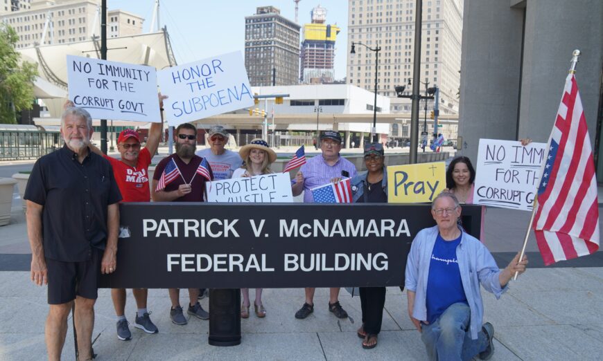 Protest at Detroit Federal Building over FBI Conduct.