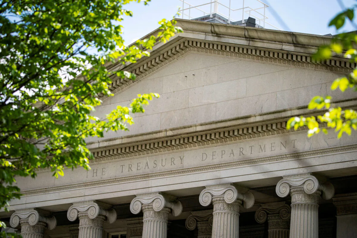 The Treasury Department in Washington, D.C., on April 25, 2021. (Al Drago/Reuters)
