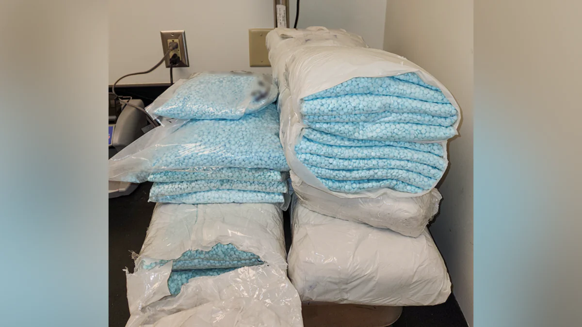 Some of the more than a million fentanyl pills found by an Arizona Department of Public Safety Drug Enforcement and Investigations Bureau trooper during a traffic stop Arizona on June 2, 2023. (Courtesy of Arizona Department of Public Safety)