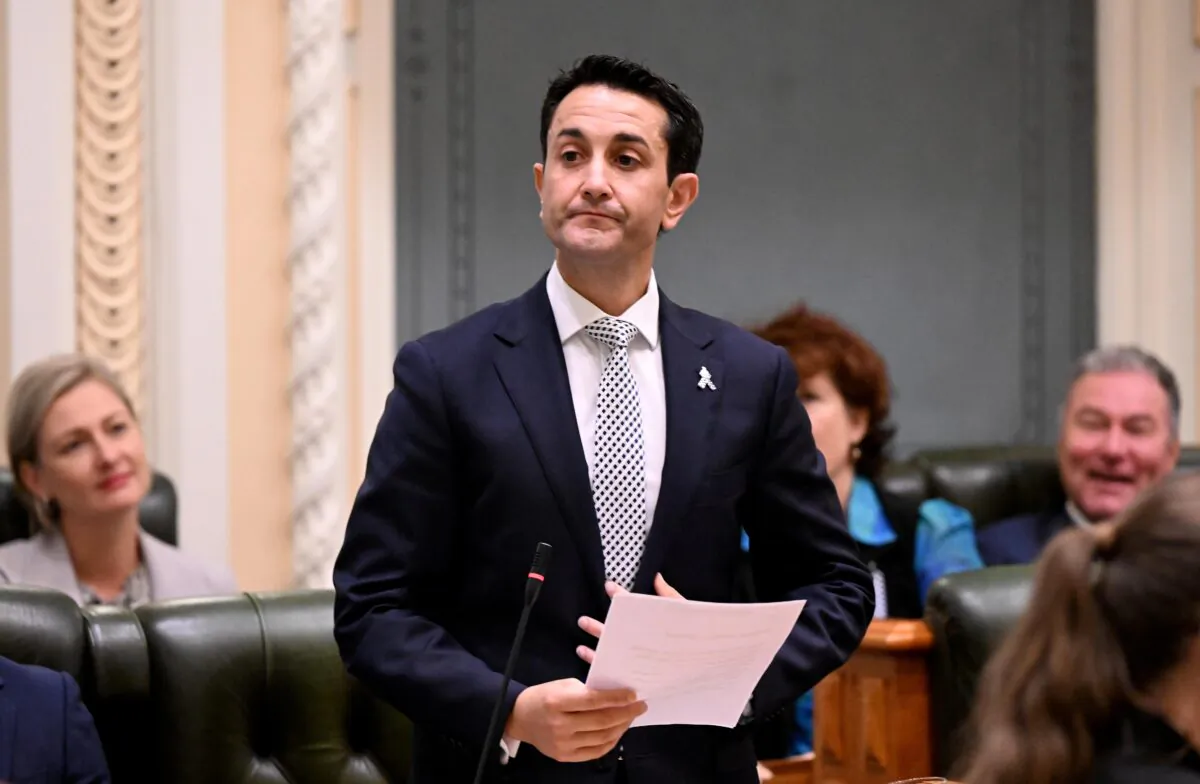Queensland Opposition Leader David Crisafulli is seen during question time at Queensland Parliament House in Brisbane, Feb. 23, 2023. (AAP Image/Darren England)