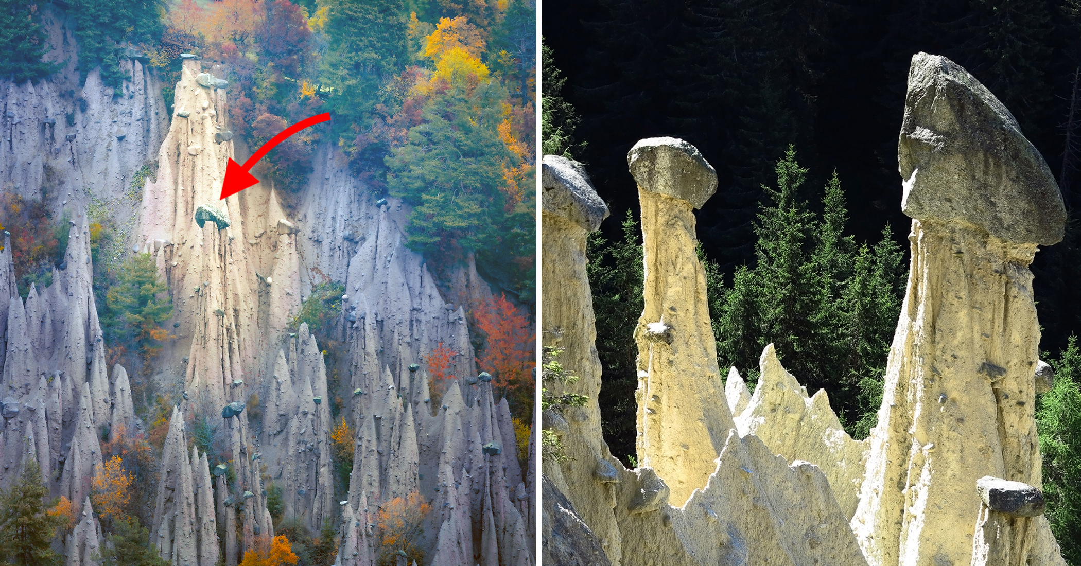 Bizarre and beautiful: these strangest 'earth pyramids' have giant rocks balanced atop them