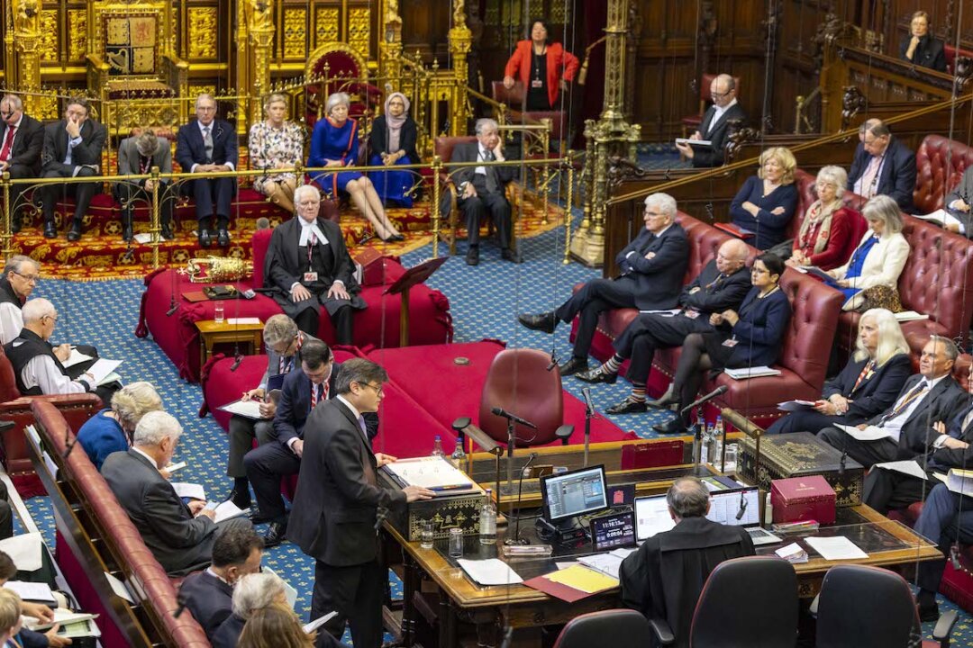 Handout photo issued by UK Parliament of Lord Murray of Blidworth speaking in the House of Lords, London, during the debate on the Government's Illegal Migration Bill on May 10, 2023. (House of Lords 2023/Roger Harris)