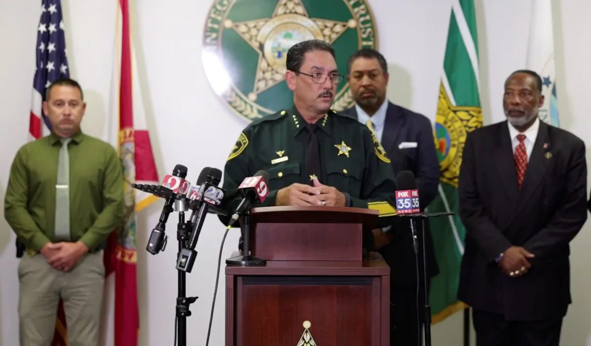 Sheriff Billy Woods speaks at a news conference, in Ocala, Fla., on June 5, 2023. (Courtesy of Marion County Sheriff's Office via AP)
