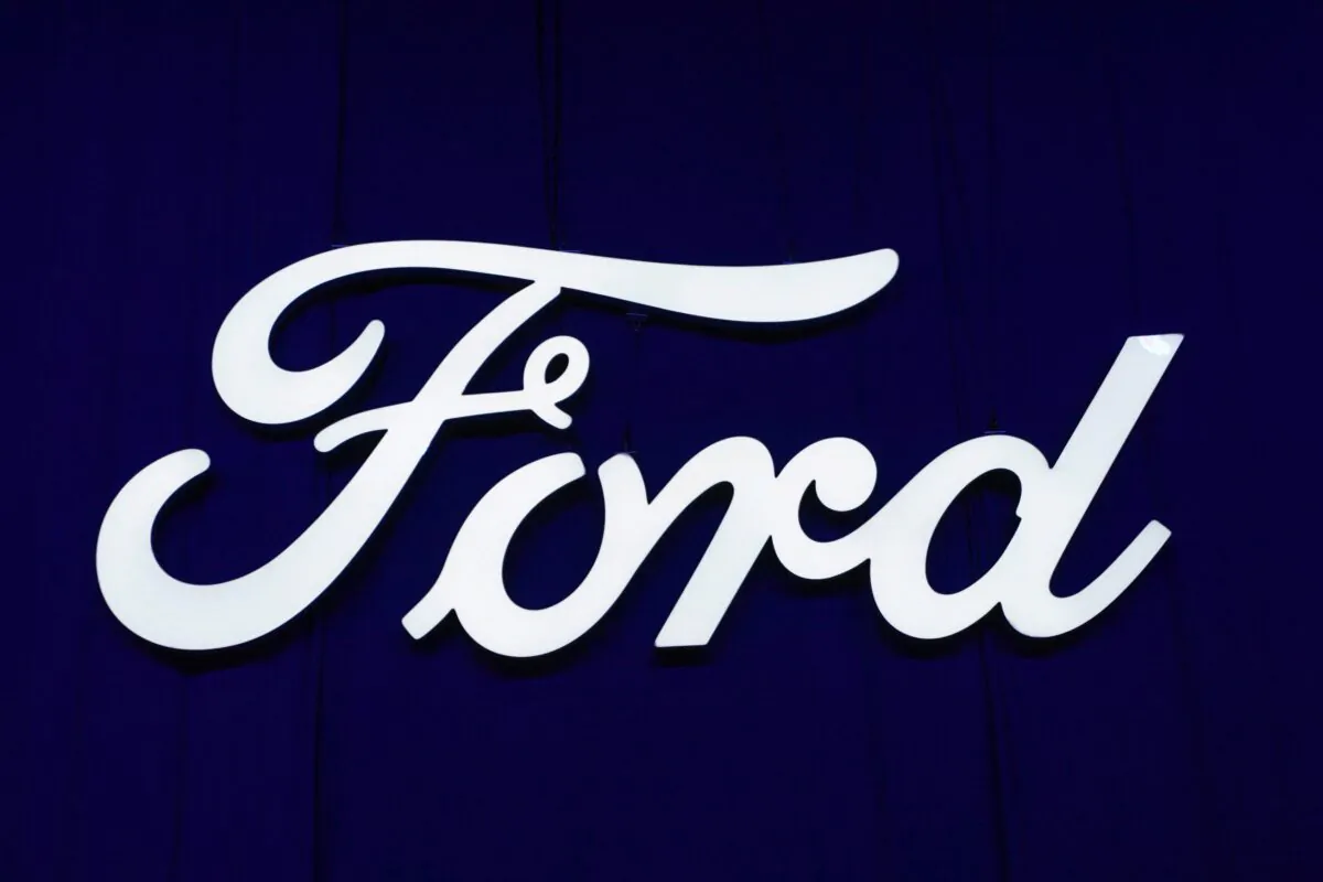 A Ford logo during the New York International Auto Show, in Manhattan, N.Y., on April 5, 2023. (David 'Dee' Delgado/Reuters)