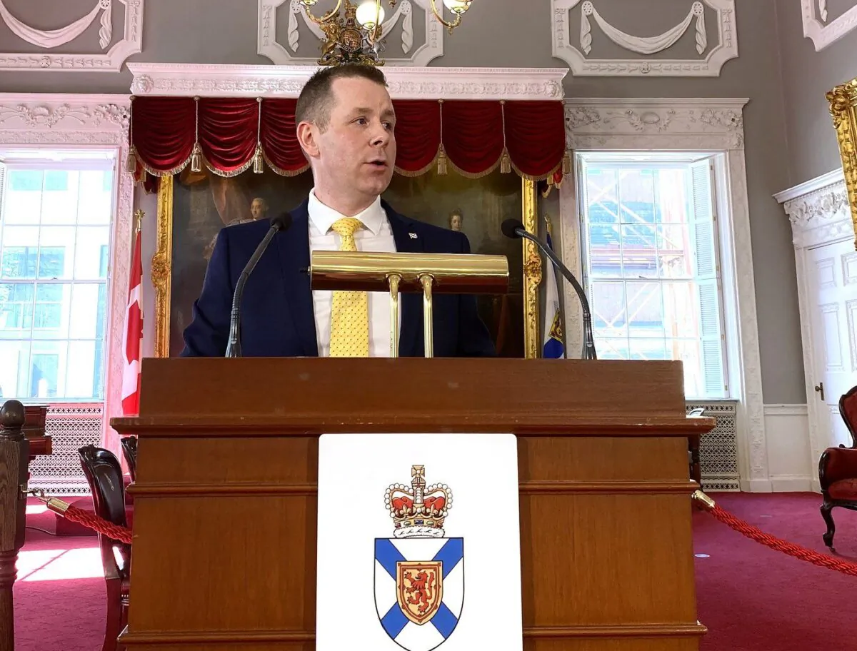 LeBlanc speaks during a news conference at Province House in Halifax on Mar. 22, 2023. (The Canadian Press/Lyndsay Armstrong)