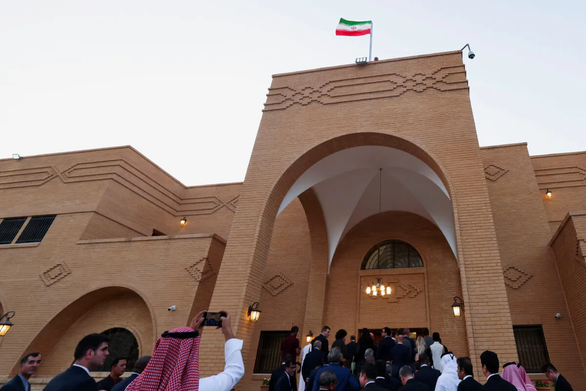 The Iranian Embassy is reopened in Riyadh, Saudi Arabia, June 6, 2023. (Ahmed Yosri/Reuters)