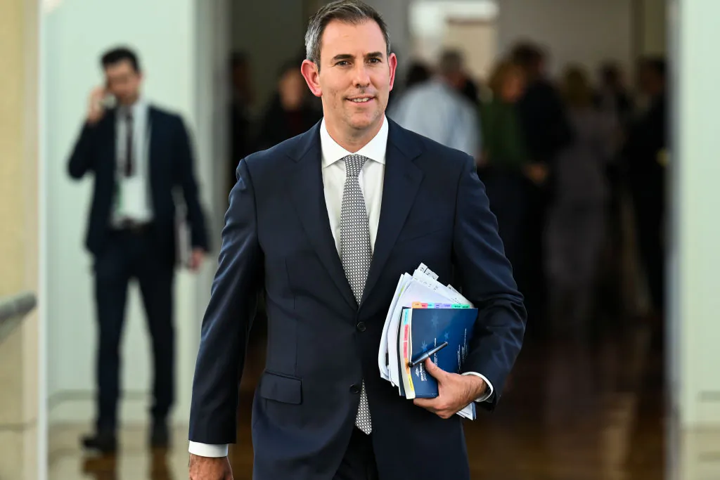 Treasurer Jim Chalmers during the Budget lockup at Parliament House in Canberra, Australia, on May 09, 2023 . (Photo by Martin Ollman/Getty Images)