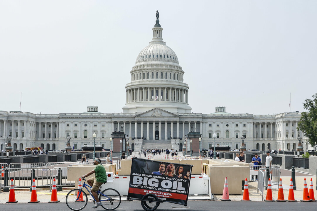 A mobile billboard opposing House Oversight Committee Republicans rolls past the U.S. Capitol in Washington on May 10, 2023. (Jemal Countess/Getty Images for Congressional Integrity Project)
