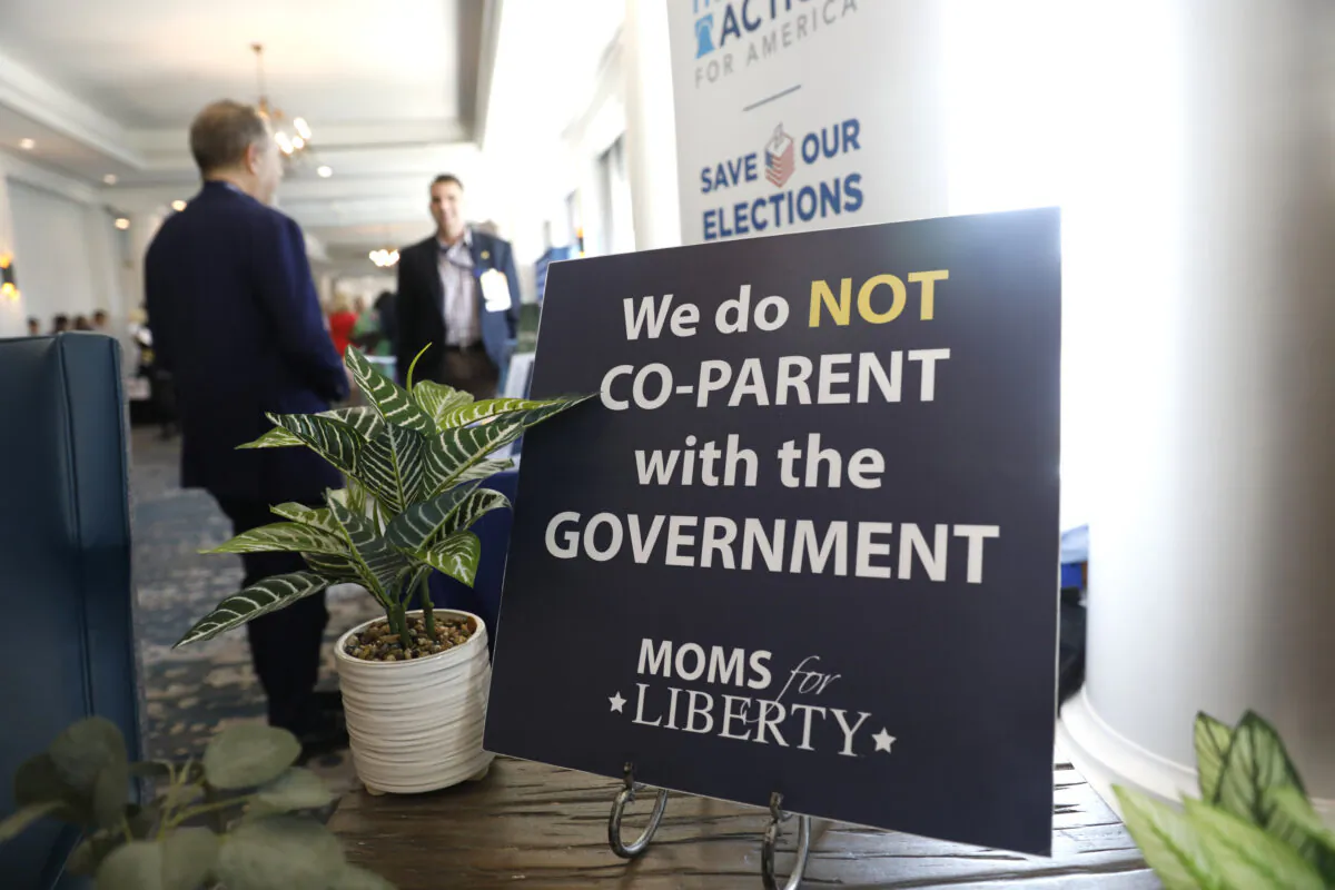 A sign in a hallway during the inaugural Moms For Liberty Summit in Tampa, Fla., on July 15, 2022. (Octavio Jones/Getty Images)