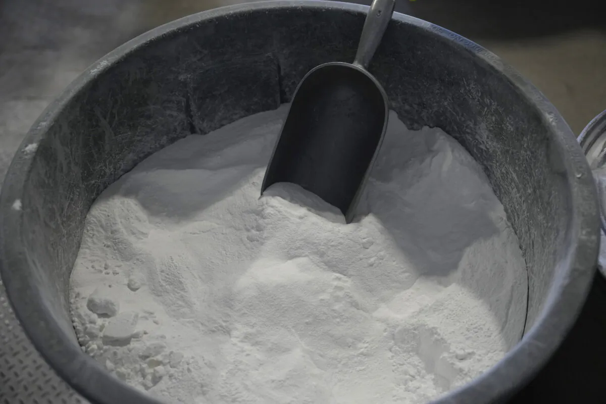 A container of lithium carbonate sits in a shipping warehouse at a lithium facility, in Silver Peak, Nev., on Oct. 6, 2022.(The Canadian Press/AP/John Loche)