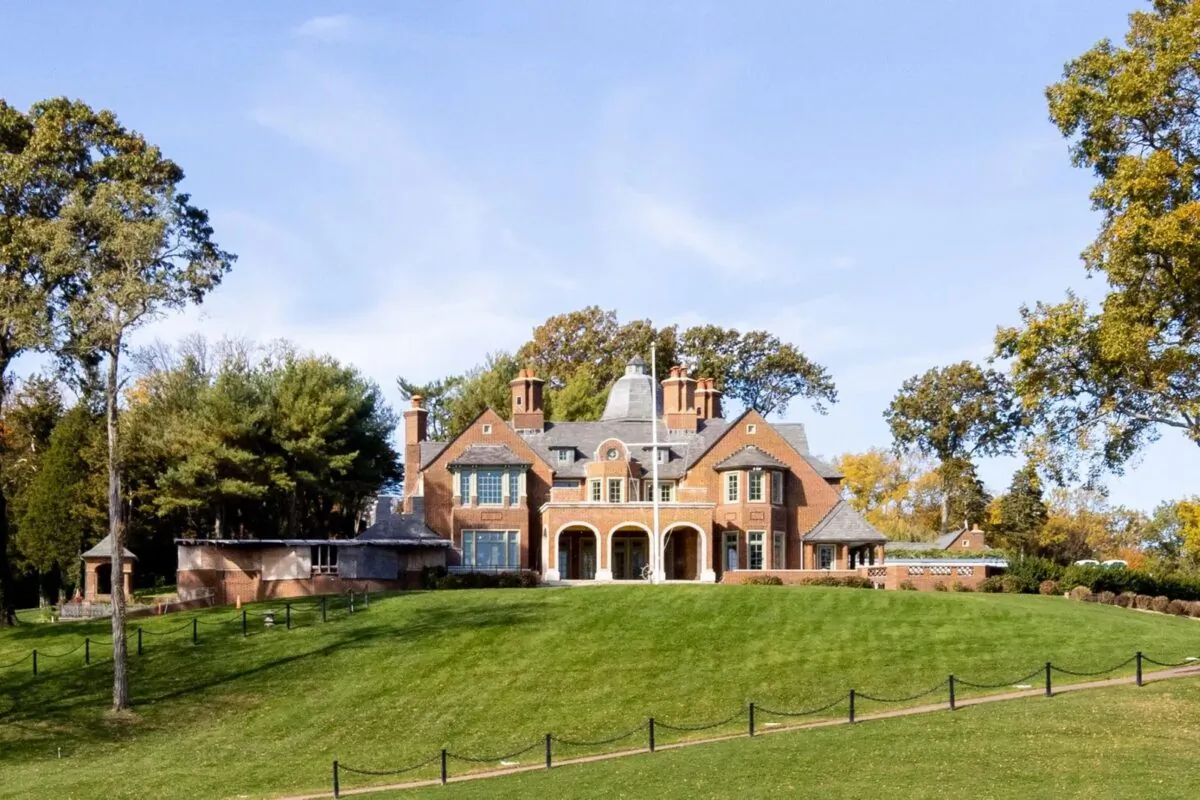 The 26-acre bayfront estate’s focal point is the 20,000-square-foot main residence, currently under renovation, which features an indoor bowling alley, and an elevator. (Courtesy of Tyler Sands/Daniel Gale, Sotheby’s International Realty)