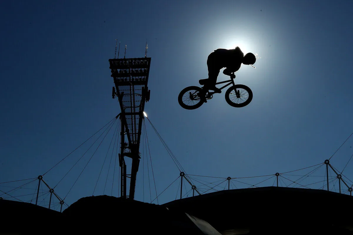 Pat Casey of the United States competes in the BMX Dirt qualifying during the X Games Sydney 2018 at Sydney Olympic Park in Sydney, Australia, on Oct. 19, 2018. (Cameron Spencer/Getty Images)