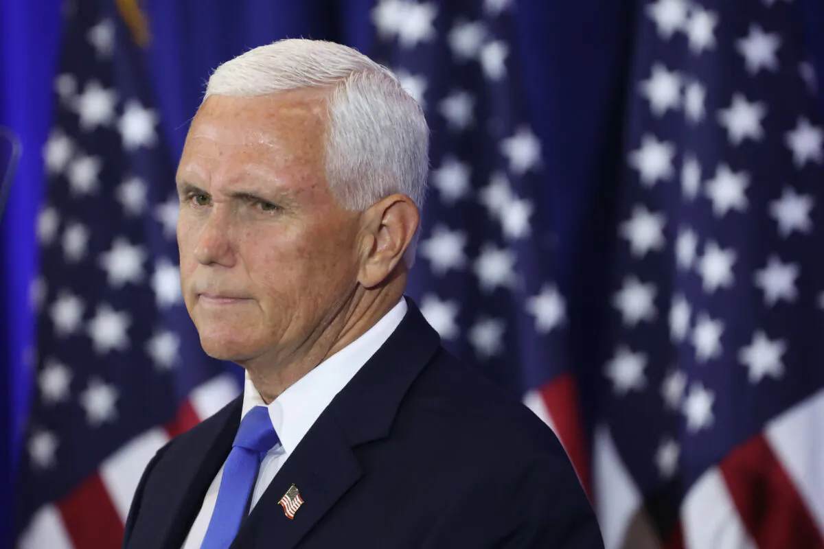 Former Vice President Mike Pence speaks to supporters as he formally announces his intention to seek the Republican nomination for president in Ankeny, Iowa, on June 7, 2023. (Scott Olson/Getty Images)