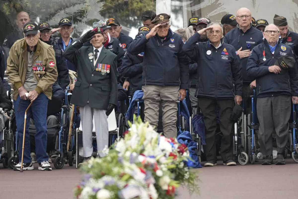 American veterans attend an event at the Normandy American Cemetery and Memorial, as part of the 79th anniversary of the "D-Day" landings during World War II, in Colleville-sur-Mer, France, on June 6, 2023. (Christopher Furlong/Getty Images/TNS)