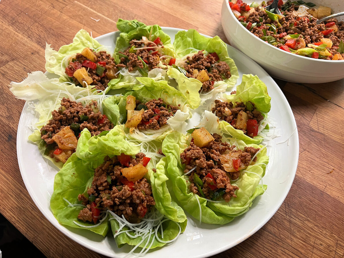NextImg:Red Curry Pork and Pineapple Lettuce Wraps