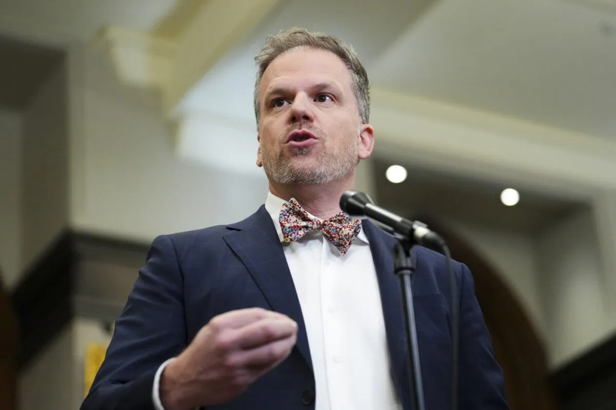 Leader of the Government in the House of Commons Mark Holland speaks to reporters in the foyer of the House of Commons on Parliament Hill in Ottawa on June 8, 2023. (The Canadian Press/Sean Kilpatrick)
