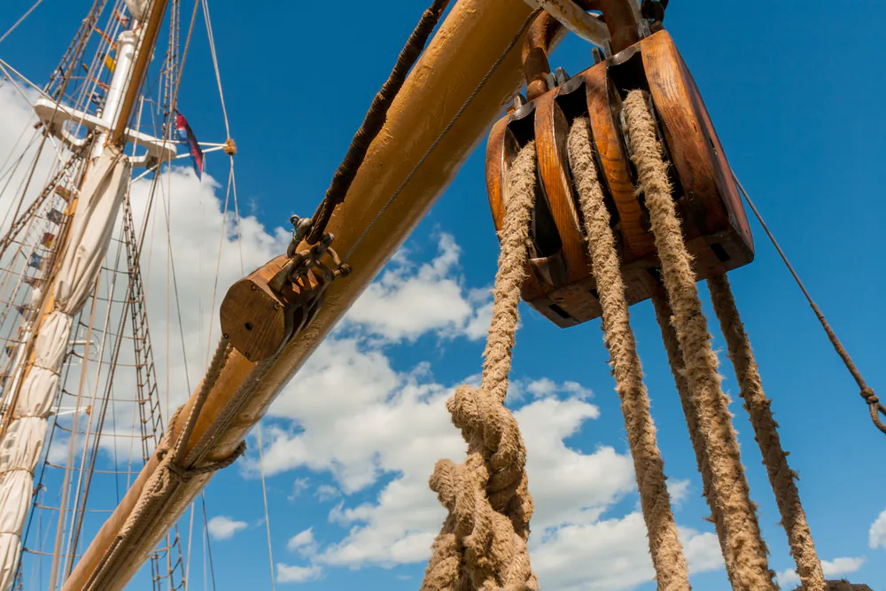 Pulley on a large sailing ship. (Heidi Pinkall/Shutterstock)