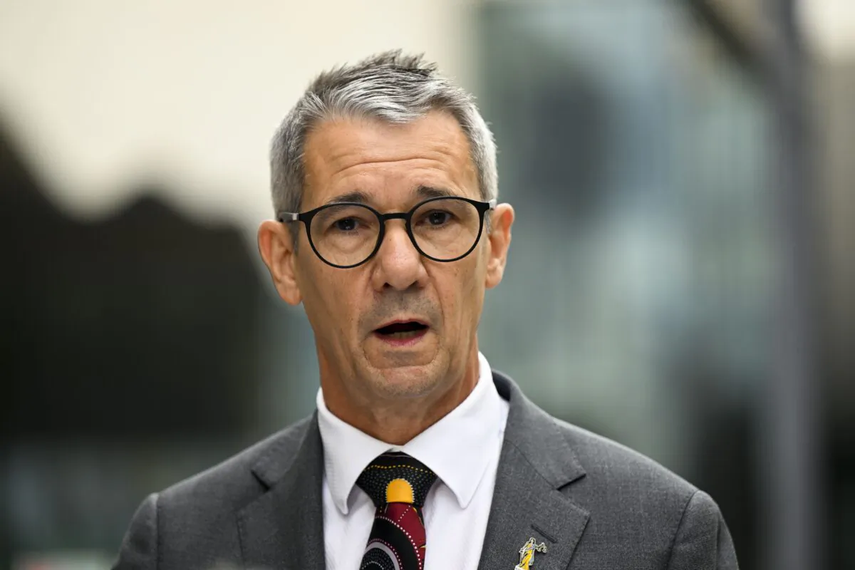 ACT director of public prosecutions Shane Drumgold makes a statement to the media at the ACT Supreme Court in Canberra, Australia, on Dec. 2, 2022. (Lukas Coch/AAP Image)