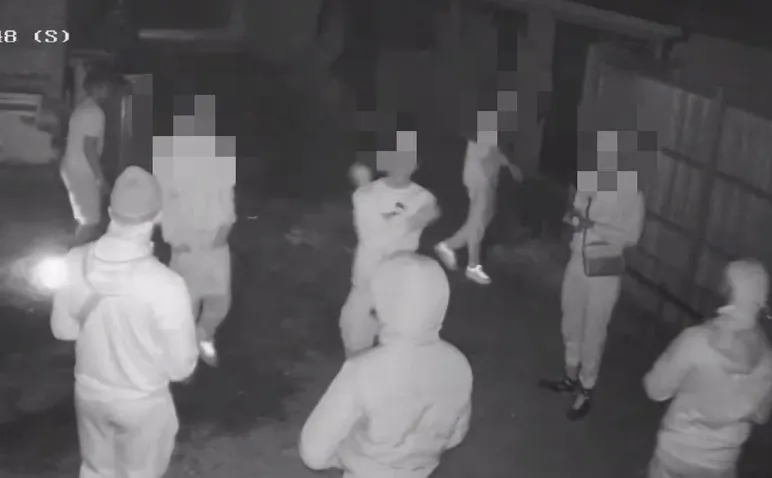 CCTV footage of gang members celebrating after the murder of Sharmake Mohamud in Haringey, north London on Sep. 21, 2021. (Metropolitan Police)