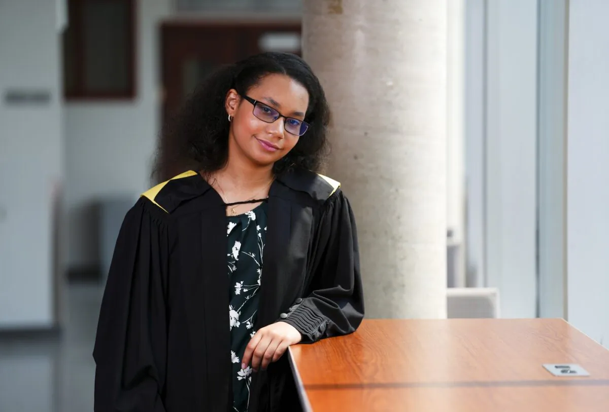 Anthaea-Grace Patricia Dennis poses for a portrait at the University of Ottawa in Ottawa on June 2, 2023. (The Canadian Press/Sean Kilpatrick)