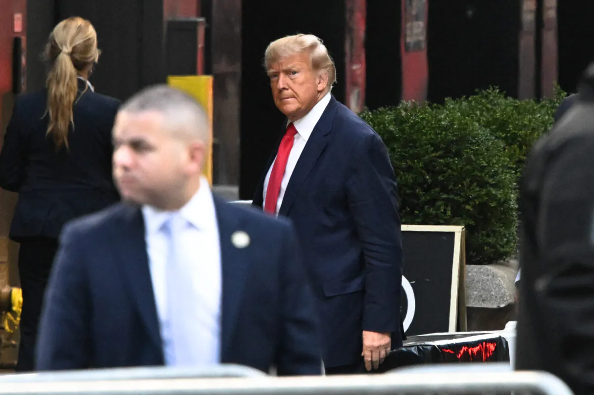 Former President Donald Trump arrives at Trump Tower in New York on April 3, 2023. (Ed Jones/AFP via Getty Images)