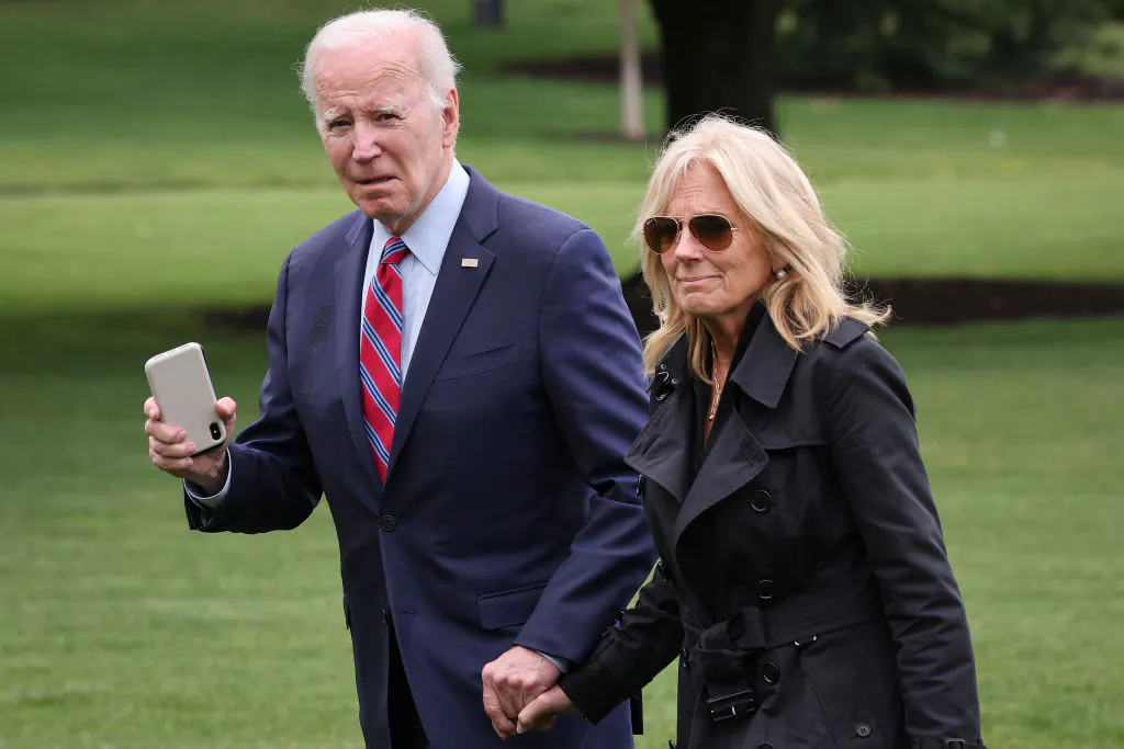 President Joe Biden and first lady Jill Biden return to the White House in Washington on May 30, 2023. (Win McNamee/Getty Images)