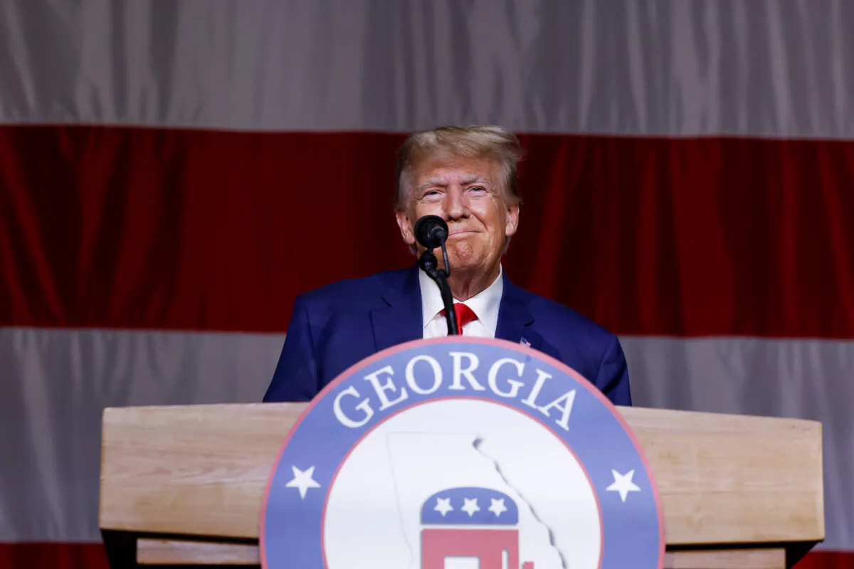 Former President Donald Trump delivers remarks during the Georgia state GOP convention at the Columbus Convention and Trade Center in Columbus, Ga., on June 10, 2023. (Anna Moneymaker/Getty Images)