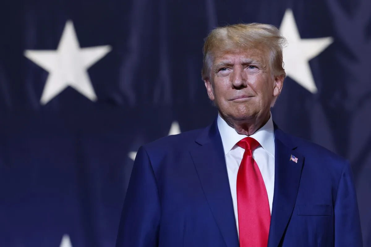 Former President Donald Trump arrives to deliver remarks during the Georgia state GOP convention at the Columbus Convention and Trade Center in Columbus, Ga., on June 10, 2023. (Anna Moneymaker/Getty Images)