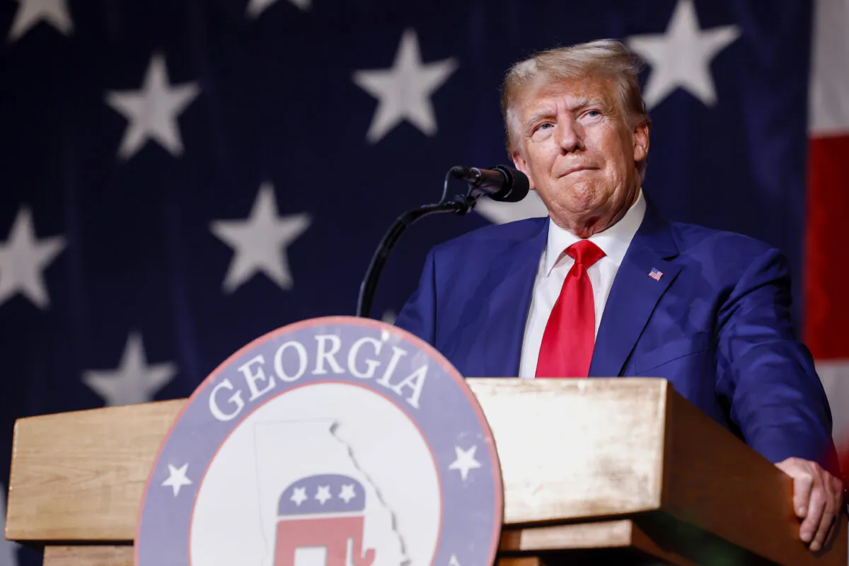 Former President Donald Trump delivers remarks during the Georgia state GOP convention at the Columbus Convention and Trade Center, in Columbus, Ga., on June 10, 2023. (Anna Moneymaker/Getty Images)