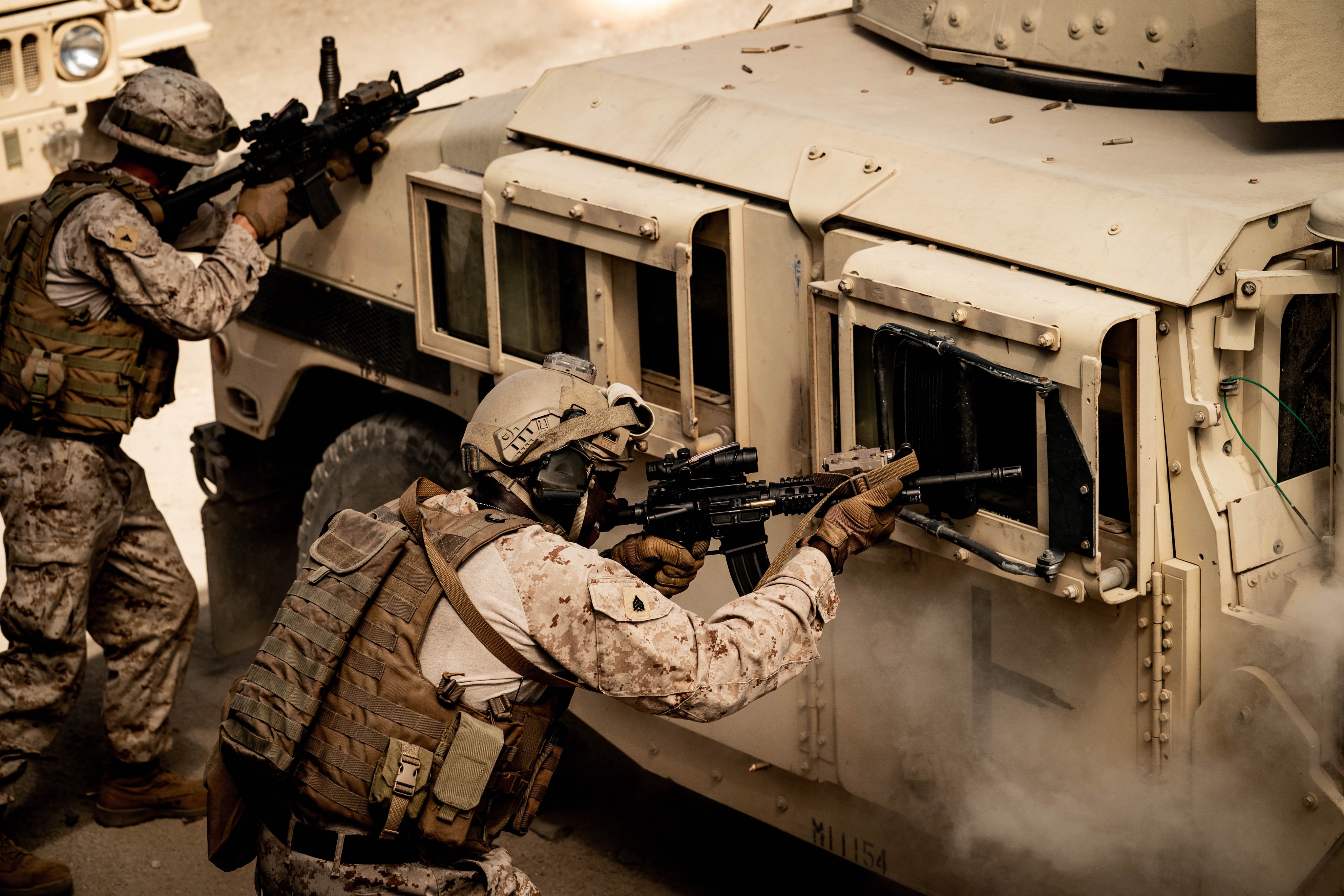 Two Marines in combat in "Mending the Line." (Blue Fox Entertainment)
