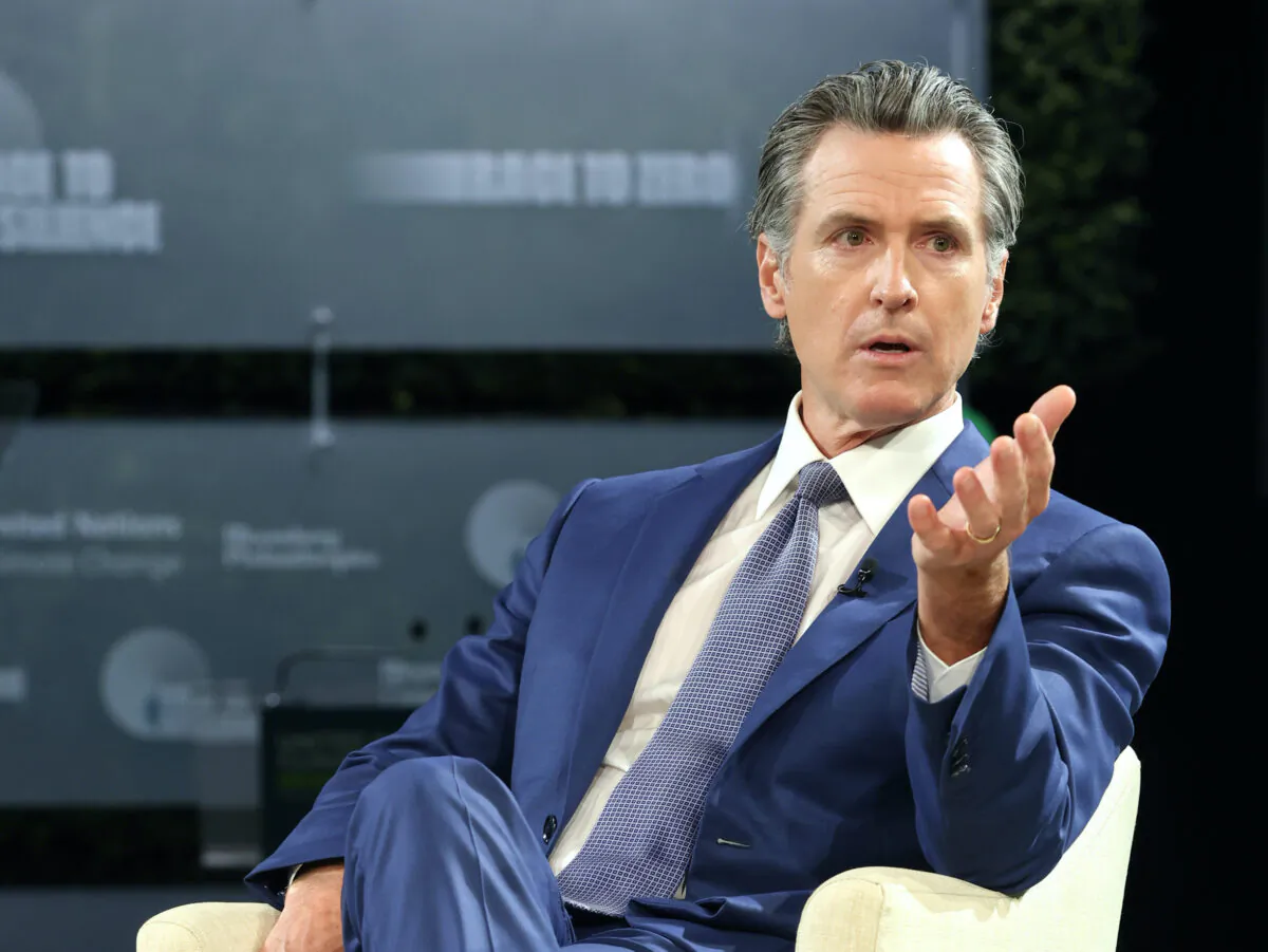 California Governor Gavin Newsom speaks during the U.N. Climate Action: Race to Zero and Resilience Forum Supported by Bloomberg Philanthropies, in New York City, on Sept. 21, 2022. (Monica Schipper/Getty Images for Bloomberg Philanthropies)