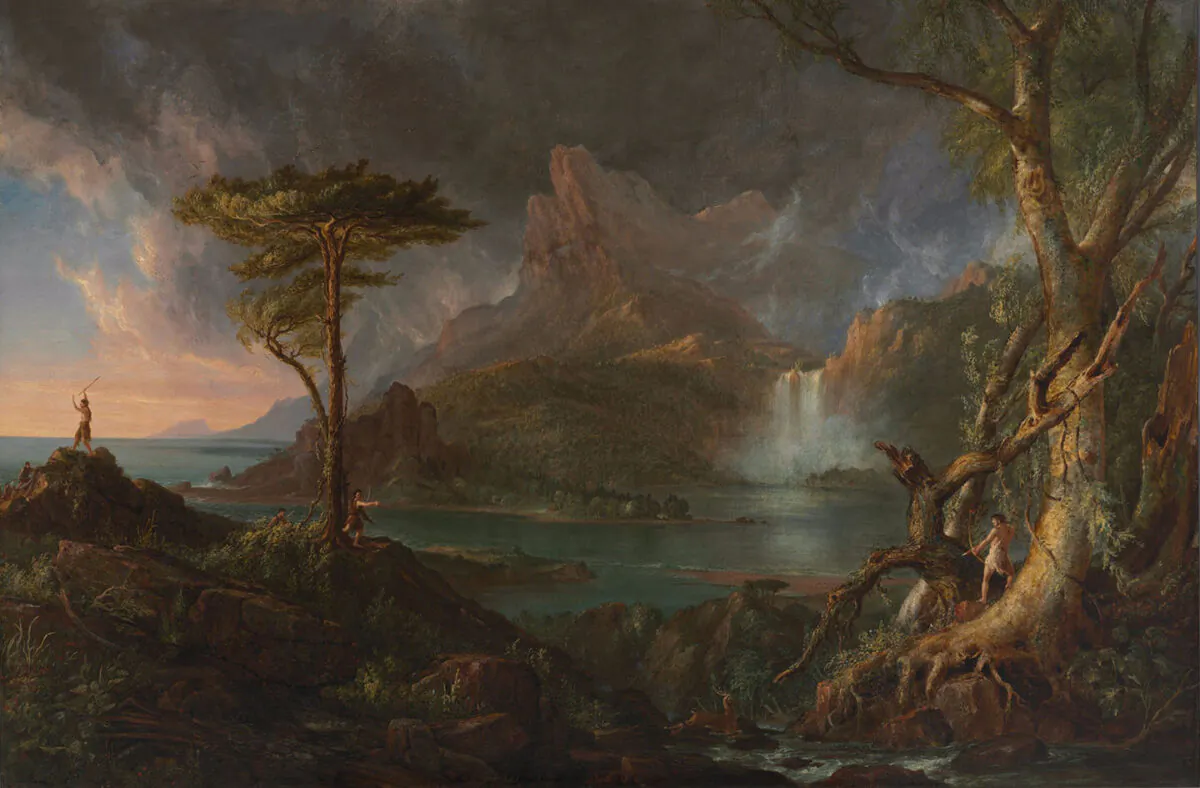 "A Wild Scene," between 1831 and 1832, by Thomas Cole. Oil on canvas; 51 inches by 76.5 inches. Baltimore Museum of Art. (Public Domain)