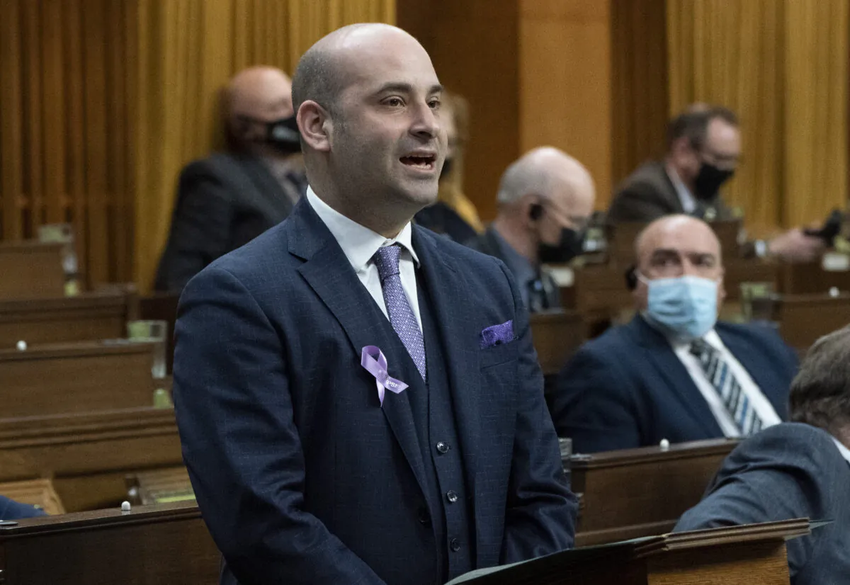 Conservative MP Frank Caputo rises during question period in the House of Commons on March 24, 2022 in Ottawa. (The Canadian Press/Adrian Wyld)