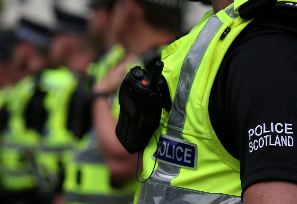 A number of Police Scotland officers are seen on June 4, 2016. (Andrew Milligan/PA)