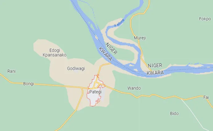 The map shows the location of Pategi district of Kwara state, Niger, on June 14, 2023. (Google Maps)
