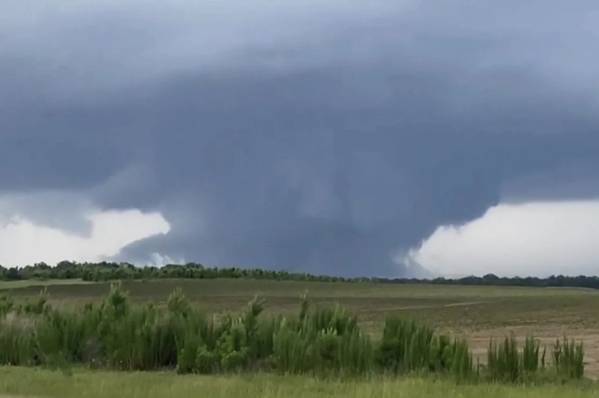 This screenshot taken from a video shows a tornado in Blakely, Ga., on June 14, 2023. (Rand McDonald via AP)