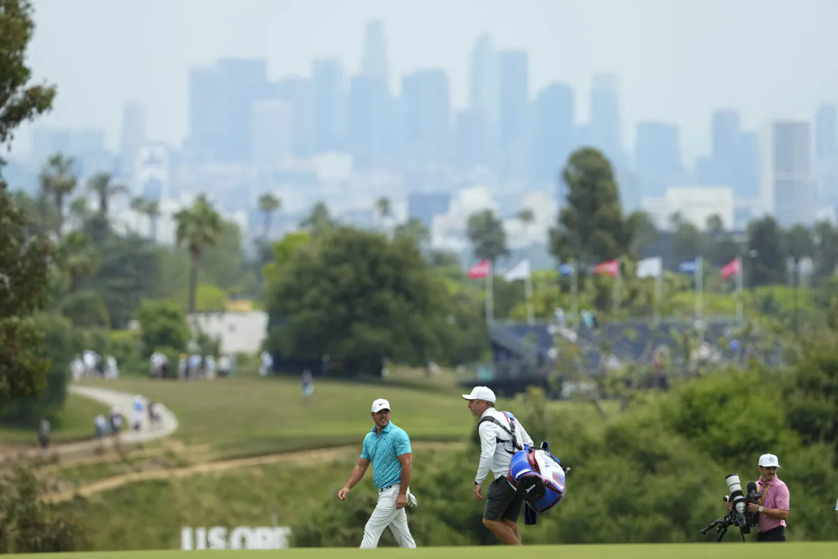 Brooks Koepka walks on the 13th hole during a practice round for the U.S. Open Championship golf tournament at The Los Angeles Country Club in Los Angeles on June 13, 2023. (Matt York/AP Photo)
