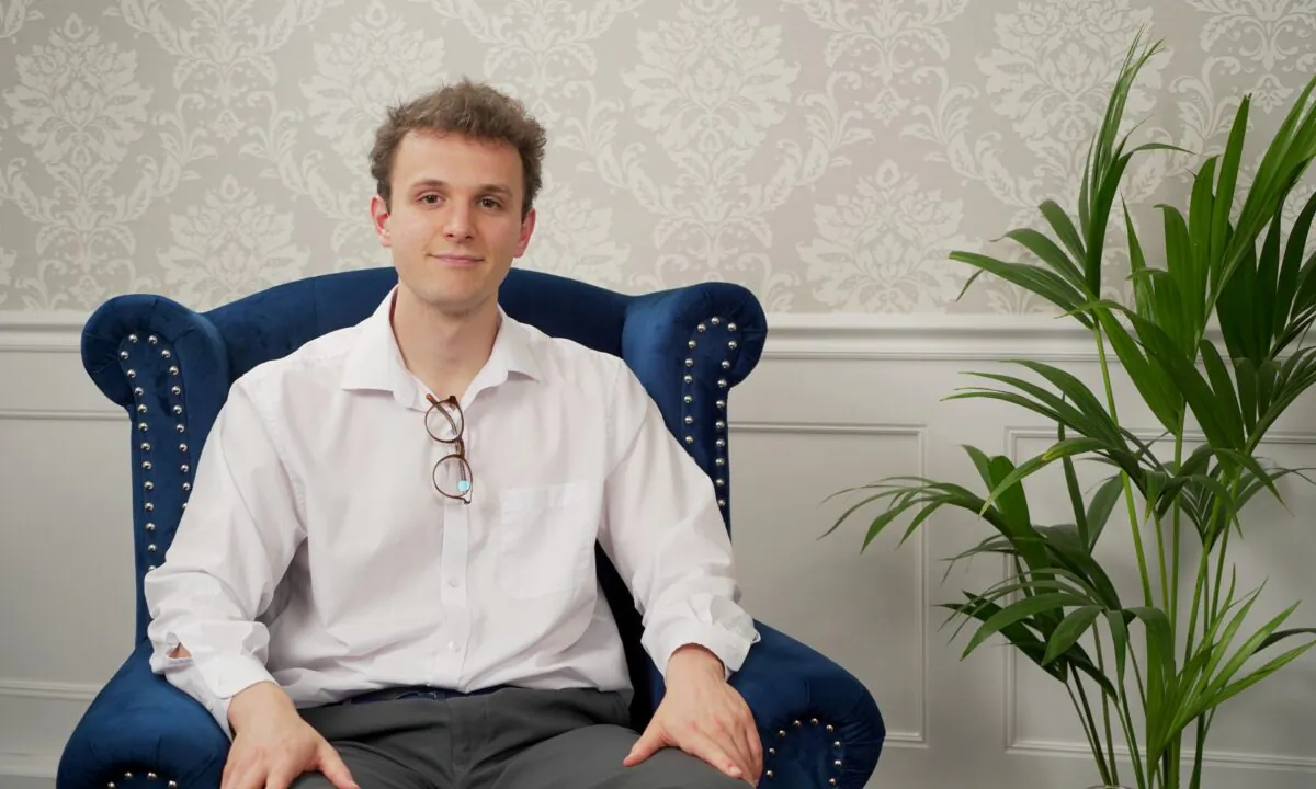 Sam Dunning, director of UK-China Transparency, speaking to NTD's "British Thought Leaders" programme. (NTD)