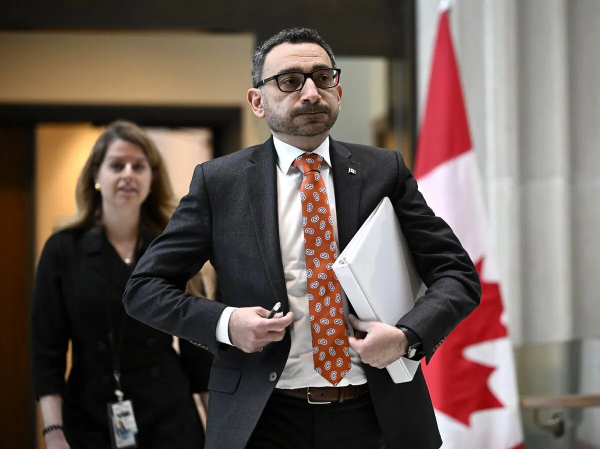 Federal Minister of Transport Omar Alghabra arrives at a news conference in Ottawa, on April 24, 2023. (The Canadian Press/Justin Tang)
