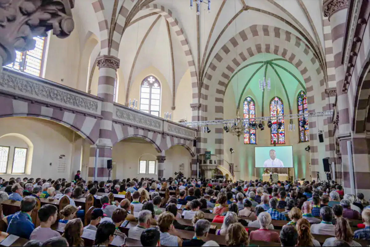 A look-in on an AI-led Christian worship service in Bavaria, Germany. (Courtesy of the Associated Press)