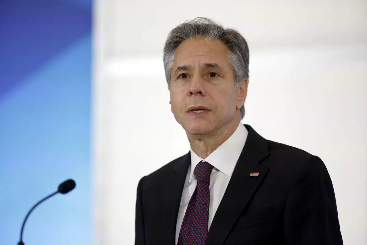 Secretary of State Antony Blinken delivers remarks during an event honoring the 2023 Trafficking in Persons Heroes at the Harry S. Truman department headquarters in Washington, on June 15, 2023. (Chip Somodevilla/Getty Images)